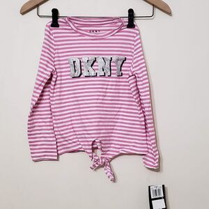 NWT DKNY Girls Sparkle Striped Long Sleeve Shirt